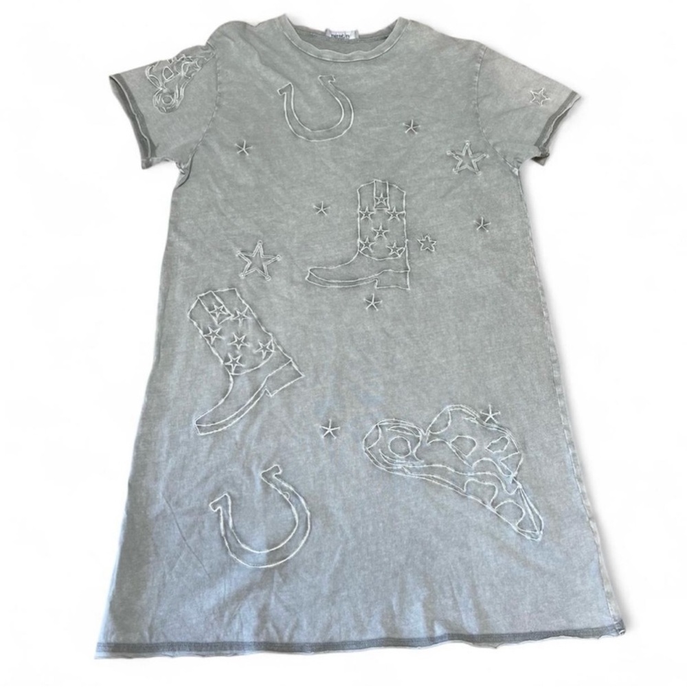 Gray Western T-Shirt Dress